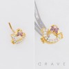 MULTI CZ KITTY CAT 316L SURGICAL STEEL L-SHAPE NOSE RING